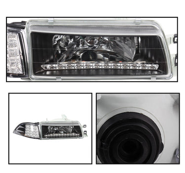 Corolla 1988-1992 Headlight/Headlamp DRL LED Set (Black Housing) (Focos)