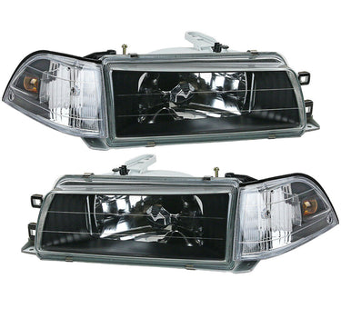 Corolla 1988-1992 Headlight/Headlamp Set (Black Housing) (Focos)